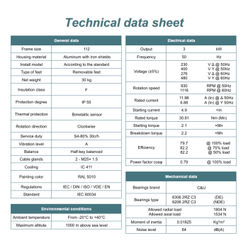 Silnik elektryczny 3,0kW 900 obr/min. 112B14